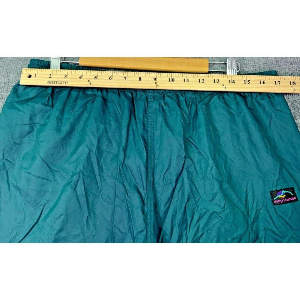 Vintage Helly Hansen Rain Pants XL Green Packable Waterproof Shell Ankle Zip